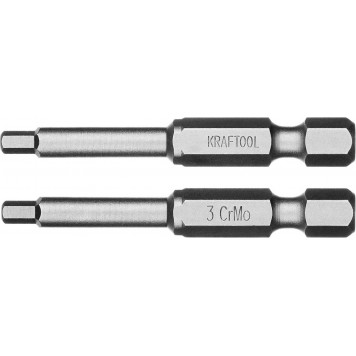 26127-3-50-2 | Биты торсионные кованые, обточенные, Cr-Mo сталь, тип хвостовика E 1/4", HEX3, 50мм, 2шт, KRAFTOOL X-DRIVE-0