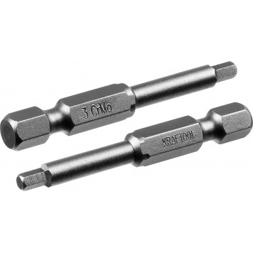 26127-3-50-2 | Биты торсионные кованые, обточенные, Cr-Mo сталь, тип хвостовика E 1/4", HEX3, 50мм, 2шт, KRAFTOOL X-DRIVE-4