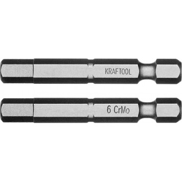 26127-6-50-2 | Биты торсионные кованые, обточенные, Cr-Mo сталь, тип хвостовика E 1/4", HEX6, 50мм, 2шт, KRAFTOOL X-DRIVE-0