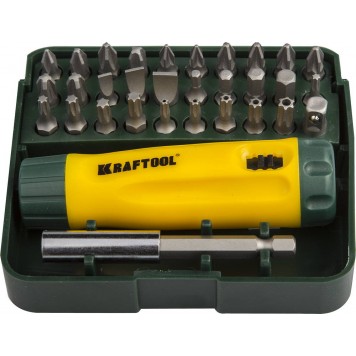 26142-H32 | Набор Отвертка реверсивная с битами и адаптером, Cr-V, 32 предмета, KRAFTOOL-0