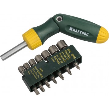 26152-H15 | Набор из отвертки "BIT-LOCK" реверсивно-рычажной с битами и торц головками, 15 предметов, KRAFTOOL EXPERT-0