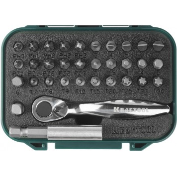 26157-H33 | Набор бит с мини трещоткой 1/4", 33 предмета, KRAFTOOL EXPERT-0