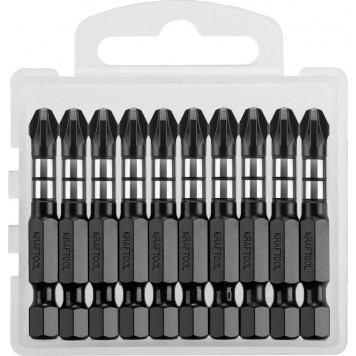 26193-3-50-S10 | Биты, тип хвостовика E 1/4", PZ3, 50мм, 10шт, в пластиковом боксе, KRAFTOOL IMPACT PRO-0