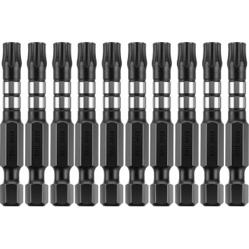 26195-30-50-S10 | Биты, TORX, тип хвостовика E 1/4", TX30, 50мм, 10шт, в пластиковом боксе, KRAFTOOL IMPACT PRO-6