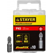 Биты ProFix Phillips, тип хвостовика C 1/4", № 3, L=25мм, 10шт, STAYER 26201-3-25-10_z01