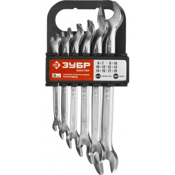 27011-H6 | Набор рожковых гаечных ключей 6 шт, 6 - 19 мм, ЗУБР МАСТЕР-0