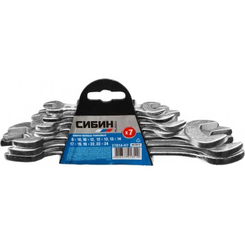 27014-H7 | Набор рожковых гаечных ключей 7 шт, 8 - 24 мм, СИБИН-0
