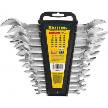 27033-H12C | Набор рожковых гаечных ключей 12 шт, 6 - 32 мм, KRAFTOOL-0