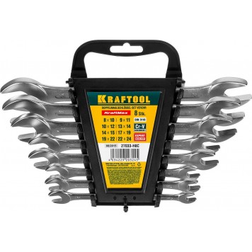 27033-H8C | Набор рожковых гаечных ключей 8 шт, 8 - 24 мм, KRAFTOOL-0