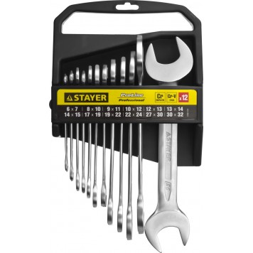 27037-H12 | Набор рожковых гаечных ключей 12 шт, 6 - 32 мм, STAYER-0