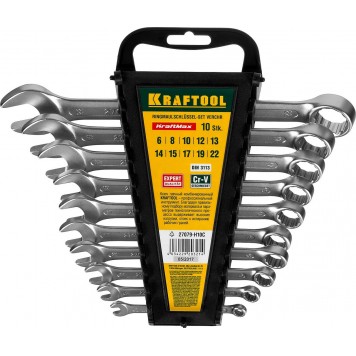 27079-H10C | Набор комбинированных гаечных ключей 10 шт, 6 - 22 мм, KRAFTOOL-0