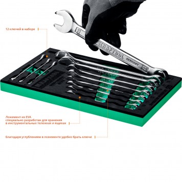 27079-H12E | Набор комбинированных гаечных ключей 12 шт, 6 - 22 мм, KRAFTOOL-7