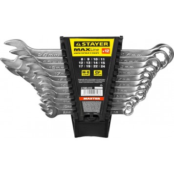27085-H12 | Набор комбинированных гаечных ключей 12 шт, 8 - 24 мм, STAYER-0
