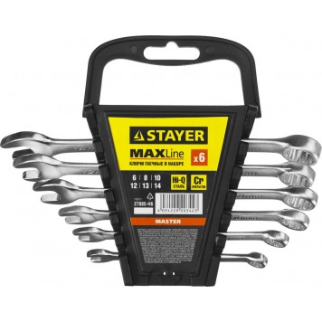 27085-H6 | Набор комбинированных гаечных ключей 6 шт, 6 - 14 мм, STAYER-0