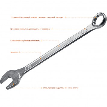 27089-30 | Комбинированный гаечный ключ 30 мм, СИБИН-2