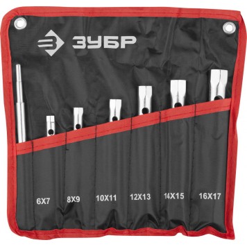 27162-H7 | Набор: Ключи торцовые, трубчатые двухсторонние, 6-17мм, с воротком, 7шт, ЗУБР МАСТЕР-0