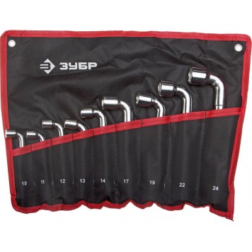 27185-H9 | Набор: Ключи торцовые, двухсторонние L-образные, проходные, 10-24мм, ЗУБР МАСТЕР-0