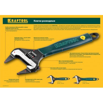 27263-15 | Ключ разводной 200 / 38 мм, KRAFTOOL SLIMWIDE SUPERTHIN-1