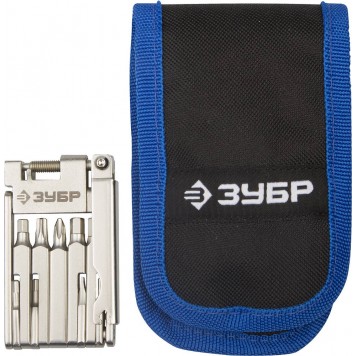 27428-H16 | Набор для обслуживания велосипеда: складной мультитул 11-в-1,комплект для ремонта шин,16-в-1,в чехле, ЗУБР ЭКСПЕРТ-0