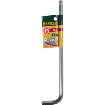 27437-8 | Ключ имбусовый, длинный c шариком, Cr-Mo, хромосатинированное покрытие, HEX 8, KRAFTOOL INDUSTRIE-1