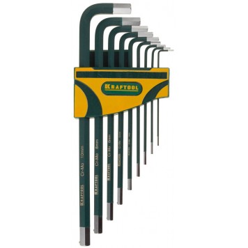 27443-H9 | Набор ключей имбусовых длинные,Cr-Mo сталь(S2),хромир покрытие с противоскол напыл,HEX1,5-10мм,9шт, KRAFTOOL INDUSTRIE-0