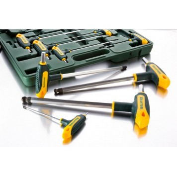 27454-H9 | Набор Ключи имбусовые,Cr-Mo(S2),Т-образные, эргоном двухкомп рукоятка,HEX,с шариком,9 шт,в боксе, KRAFTOOL INDUSTRIE-6