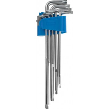 27467-H9 | Набор ключей имбусовых длинные,Cr-Mo сталь,сатиниров покрытие,эргоном держатель,TORX Т10-Т50,9шт, ЗУБР ЭКСПЕРТ-0