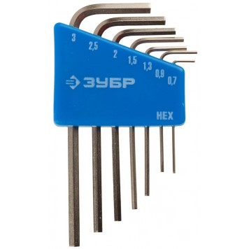 27471-H7 | Набор ключей имбусовых МИНИ для точных работ, Cr-V, HEX 0,7, 0,9, 1,3, 1,5, 2, 2,5, 3 мм, 7 шт, ЗУБР ЭКСПЕРТ-0