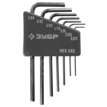 27475-H7 | Набор ключей имбусовых МИНИ для точных работ, Cr-V,HEX SAE 0,028,0,035,0,05,1/16,5/64,3/32,7/64 дюйма,7шт, ЗУБР ЭКСПЕРТ-0