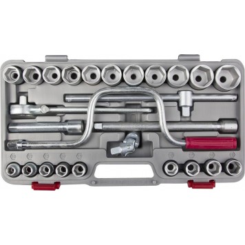 2761-40 | Набор торцовых головок "Шоферский инструмент №4", 1/2", сталь 40Х, в пластиковом кейсе, 26 предметов, НИЗ-0