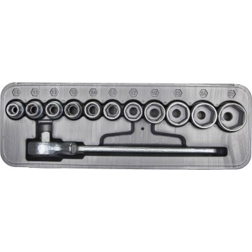 27610-H12 | Набор торцовых головок "Спутник", сталь 40Х, 1/2", в пластиковом кейсе, 12 предметов, НИЗ-0