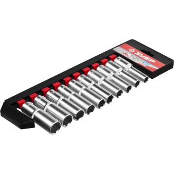 27653-H10 | набор торцовых головок удлиненных 10 предм. 1/2", ЗУБР МАСТЕР-1