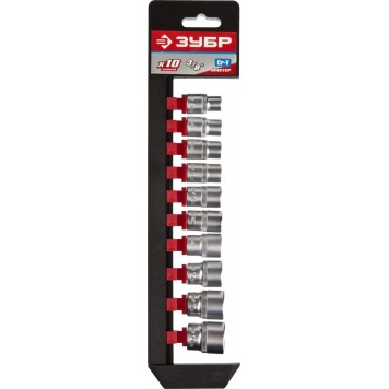 27654-H10 | 3/8" набор торцовых головок 10 предм., ЗУБР МАСТЕР-0