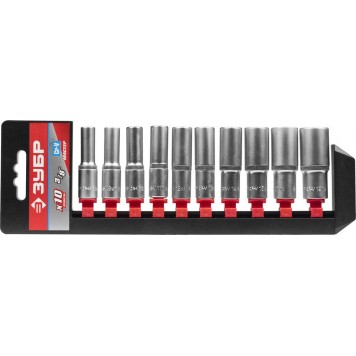 27655-H10 | 3/8" набор торцовых головок удлиненных 10 предм., ЗУБР МАСТЕР-0