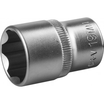 27725-19_z02 | Торцовая головка (1/2"), Cr-V, SUPER LOCK, хроматированное покрытие, 19 мм, ЗУБР МАСТЕР-0