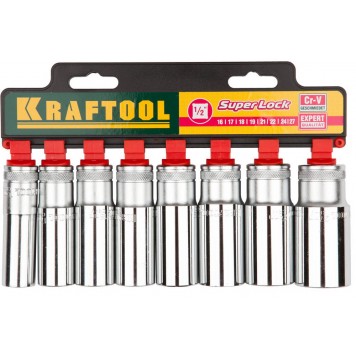 27865-H8_z01 | Набор удлиненных торцовых головок на рельсе, 8 шт., KRAFTOOL SUPER-LOCK-0