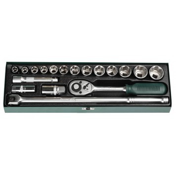 27892-H18 | Набор торцовых головок (1/2") универсальный, Cr-V, металлический кейс, 18 предметов, KRAFTOOL INDUSTRIE QUALITAT-0