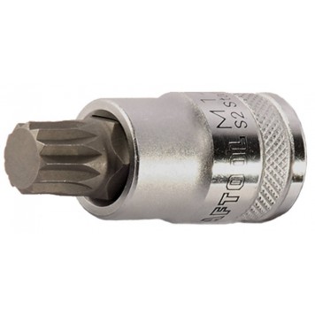 27911-14 | Торцовая бита-головка, материал S2, SPLINE, сатинированная, 1/2", M14, KRAFTOOL INDUSTRIE QUALITAT-0