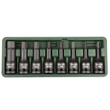 27950-H8 | Торцовые головки ударные в наборе, (1/2"), Cr-Mo, фосфат., HEX, H5-H17, 8 шт., KRAFTOOL INDUSTRIE QUALITAT-0