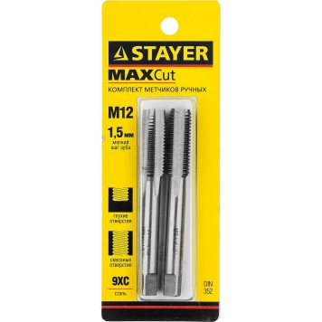 28025-12-1.5-H2 | Комплект метчиков сталь 9ХС, М12х1,5, 2 шт, STAYER MASTER-3