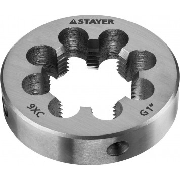 28029-1 | Плашка круглая ручная сталь 9ХС, для трубной резьбы G 1``, STAYER MASTER-0