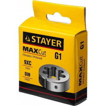 28029-1 | Плашка круглая ручная сталь 9ХС, для трубной резьбы G 1``, STAYER MASTER-3