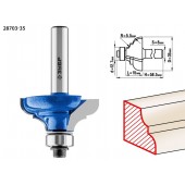 Фреза кромочная калевочная №3, D= 35мм, рабочая длина-15мм, радиус-5,5мм, хв.-8мм, d-12,7мм, ЗУБР 28703-35