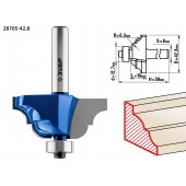 Фреза кромочная калевочная №4, D= 42,8мм, рабочая длина-19мм, радиус-6,3мм, хв.-8мм, d-12,7мм, ЗУБР 28705-42.8