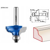 Фреза кромочная калевочная №5, D= 34,9мм, рабочая длина-14,5мм, радиус-4,8мм, хв.-8мм, d-12,7мм, ЗУБР 28706-34.9