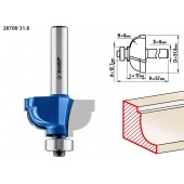 Фреза кромочная калевочная №7, D= 31,8мм, рабочая длина-17мм, радиус-8мм, хв.-8мм, d-12,7мм, ЗУБР 28708-31.8