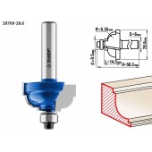 Фреза кромочная калевочная №7, D= 28,6мм, рабочая длина-14,3мм, радиус-6,35мм, хв.-8мм, d-9,5мм, ЗУБР 28709-28.6