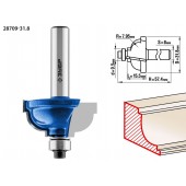 Фреза кромочная калевочная №7, D= 31,8мм, рабочая длина-15,5мм, радиус-7,95мм, хв.-8мм, d-9,5мм, ЗУБР 28709-31.8