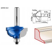 Фреза кромочная калевочная №7, D= 34,9мм, рабочая длина-17мм, радиус-9,5мм, хв.-8мм, d-9,5мм, ЗУБР 28709-34.9