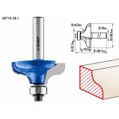 Фреза кромочная калевочная №8, D= 38,1мм, рабочая длина-15,2мм, радиус-6,3мм, хв.-8мм, d-12,7мм, ЗУБР 28710-38.1